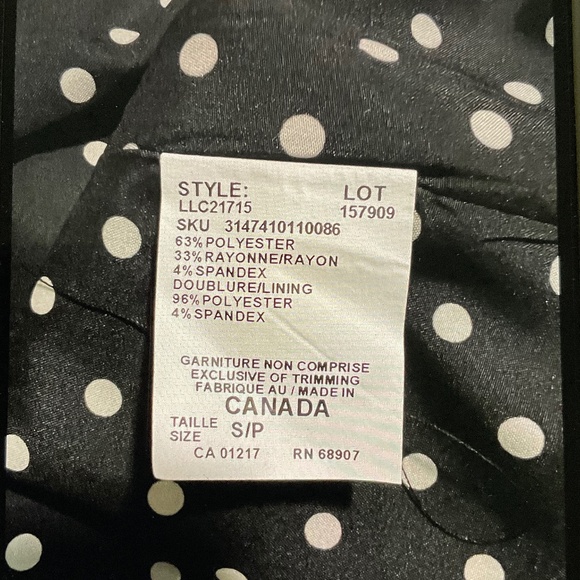 Le Chateau, red pea coat, navy polka dot lining - Picture 4 of 4